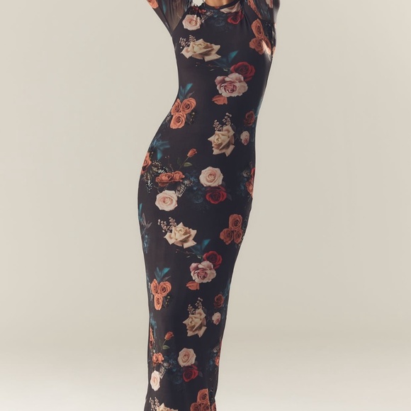 AFRM Dresses & Skirts - AFRM Didi Long Sleeve Mesh Maxi Dress in Chocolate Rose in size large.